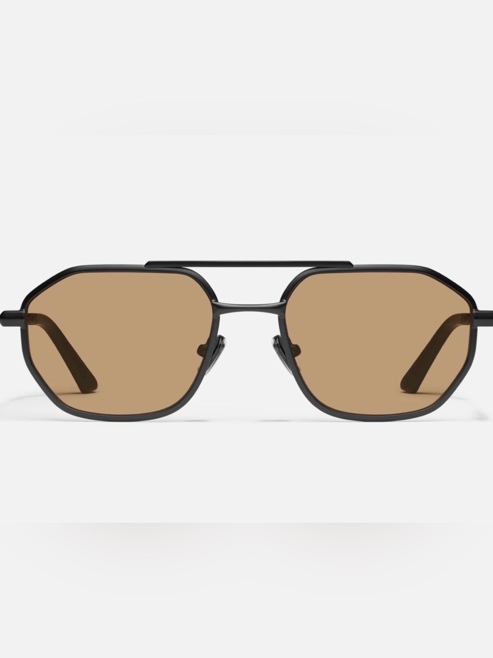 Quay-En Route Black Aviator Sunglasses with Tan Lenses